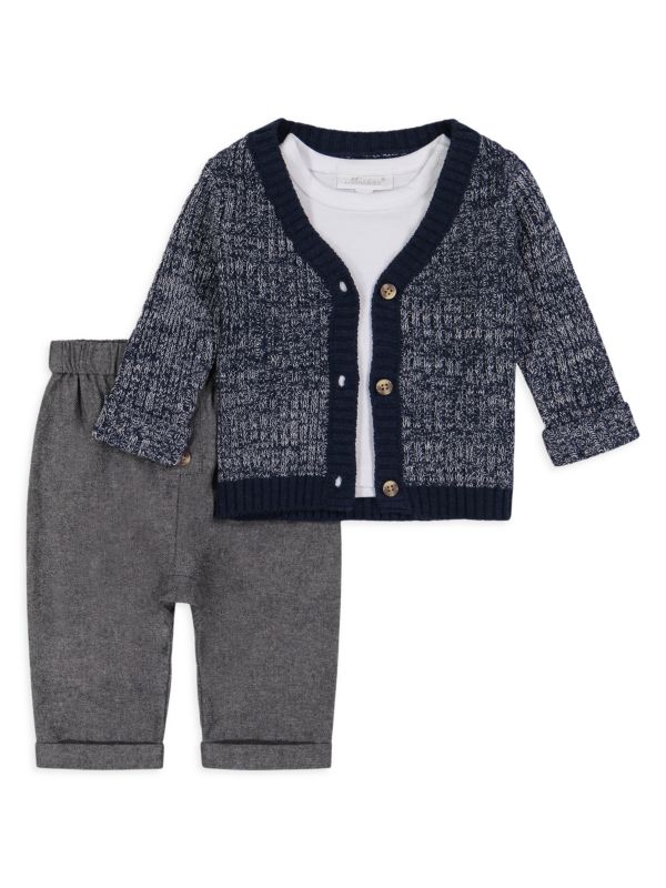 Miniclasix Baby Boy's 3-Piece Cardigan, T Shirt & Pants Set